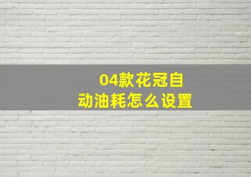 04款花冠自动油耗怎么设置