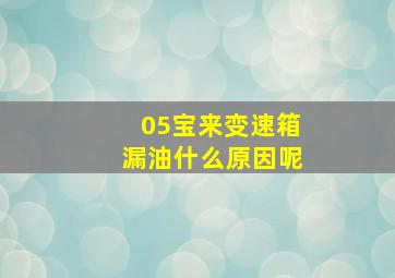 05宝来变速箱漏油什么原因呢