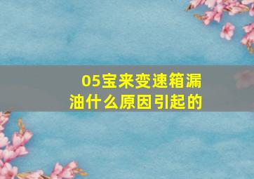 05宝来变速箱漏油什么原因引起的