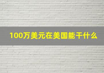 100万美元在美国能干什么