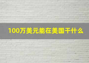 100万美元能在美国干什么