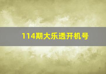 114期大乐透开机号