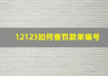 12123如何查罚款单编号