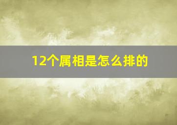 12个属相是怎么排的