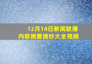 12月14日新闻联播内容摘要摘抄大全视频