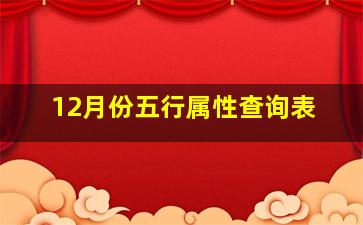 12月份五行属性查询表