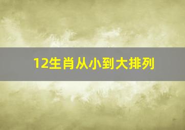 12生肖从小到大排列