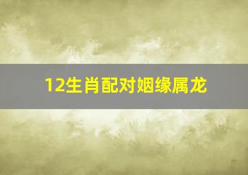 12生肖配对姻缘属龙