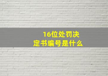 16位处罚决定书编号是什么