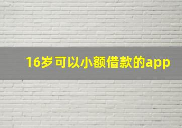 16岁可以小额借款的app