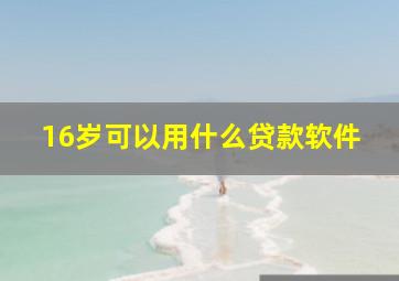 16岁可以用什么贷款软件