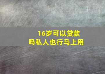 16岁可以贷款吗私人也行马上用