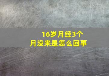 16岁月经3个月没来是怎么回事