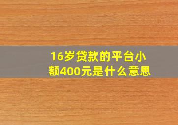 16岁贷款的平台小额400元是什么意思