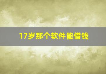 17岁那个软件能借钱