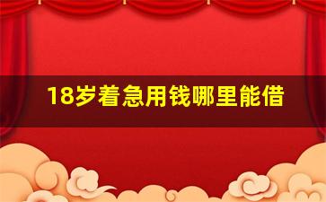 18岁着急用钱哪里能借