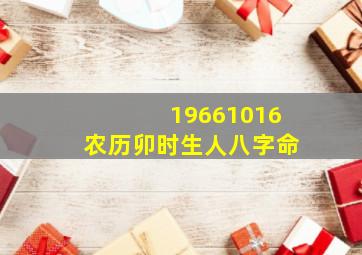 19661016农历卯时生人八字命