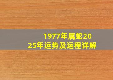 1977年属蛇2025年运势及运程详解