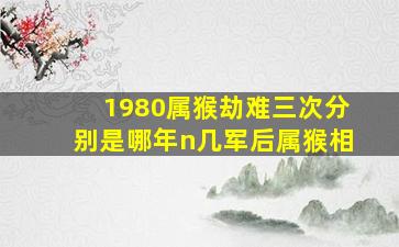 1980属猴劫难三次分别是哪年n几军后属猴相