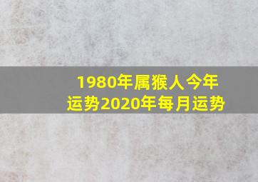 1980年属猴人今年运势2020年每月运势