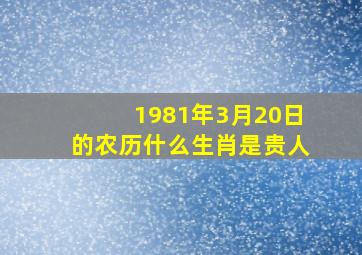 1981年3月20日的农历什么生肖是贵人