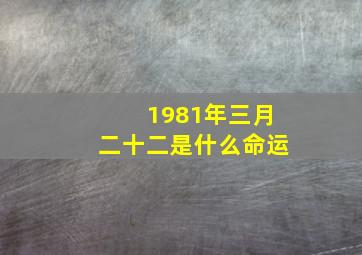 1981年三月二十二是什么命运