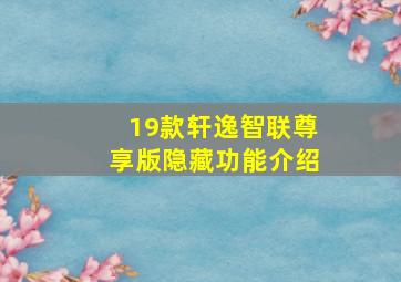 19款轩逸智联尊享版隐藏功能介绍