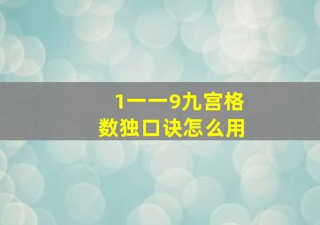 1一一9九宫格数独口诀怎么用