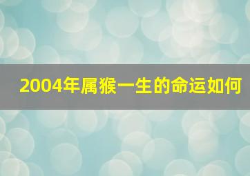 2004年属猴一生的命运如何