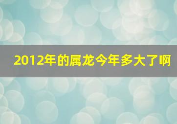 2012年的属龙今年多大了啊