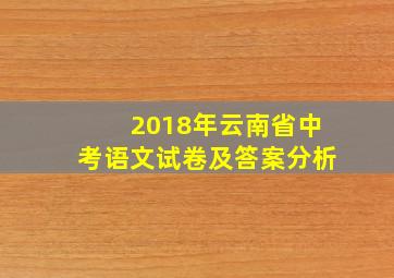 2018年云南省中考语文试卷及答案分析