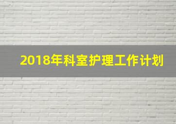 2018年科室护理工作计划