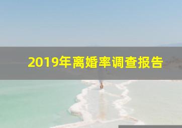 2019年离婚率调查报告