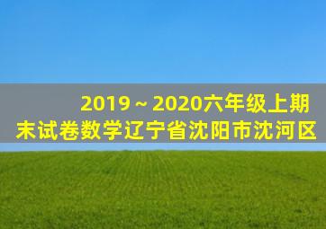 2019～2020六年级上期末试卷数学辽宁省沈阳市沈河区