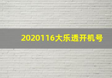 2020116大乐透开机号