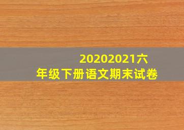 20202021六年级下册语文期末试卷