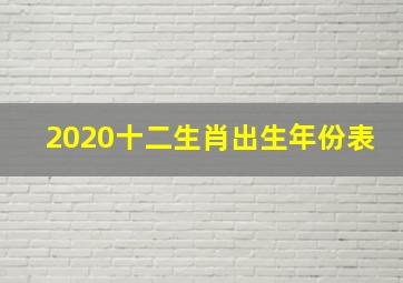 2020十二生肖出生年份表