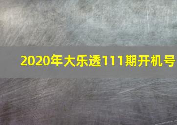 2020年大乐透111期开机号