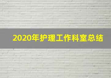 2020年护理工作科室总结