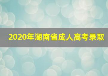 2020年湖南省成人高考录取