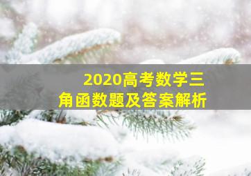 2020高考数学三角函数题及答案解析