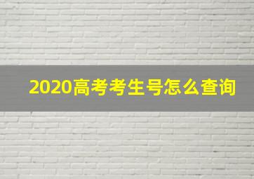 2020高考考生号怎么查询