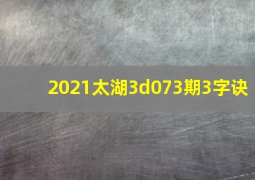 2021太湖3d073期3字诀