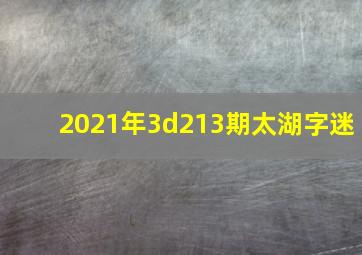 2021年3d213期太湖字迷