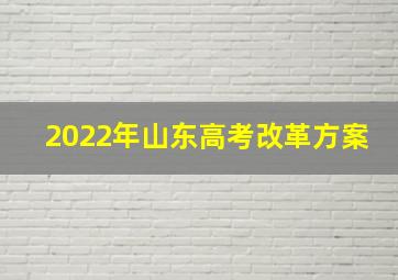 2022年山东高考改革方案