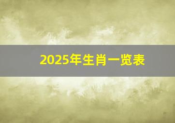 2025年生肖一览表