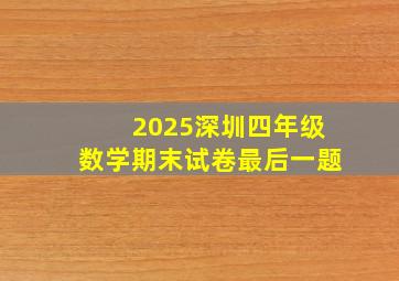 2025深圳四年级数学期末试卷最后一题