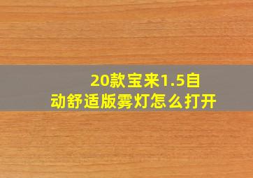 20款宝来1.5自动舒适版雾灯怎么打开