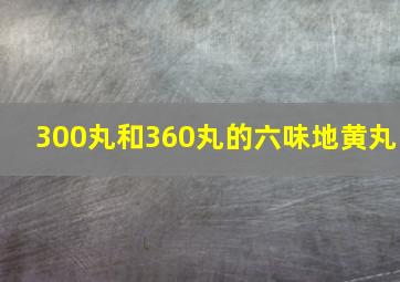 300丸和360丸的六味地黄丸