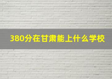 380分在甘肃能上什么学校